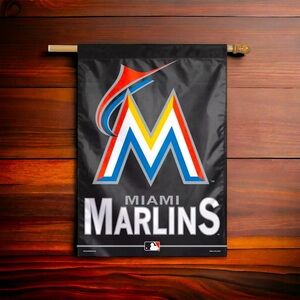 WinCraft x MLB Miami Marlins Logo Vertical Flag Banner 28x40” 3” Pole Sleeve New